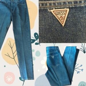 Vtg Guess Jeans  USA 100% cotton blue denim high waist Diamond Patch W29 L30.5